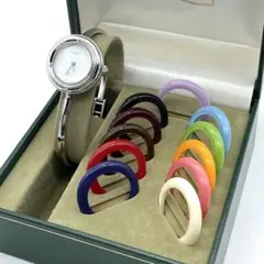 良品☆稼働　GUCCI　チェンジベゼル　シルバー　新品電池　レディース腕時計