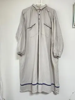 チャイハネ　ワンピース　綿　エスニック　ホワイト　刺繍　羊飼い　秋冬　インド綿