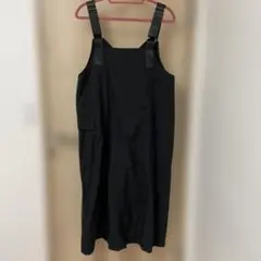 ブラックサロペット・オーバーオール　3L大きいサイズ　黒　ナイロン