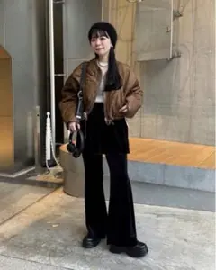 kastane フレアパンツ ブラック　チュール　ベロア　0サイズ　低身長