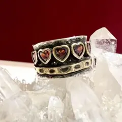 ヴィンテージデザイン　アクセサリー　リング　指輪　ゴールド　ハート　レッド　連続のサムネイル