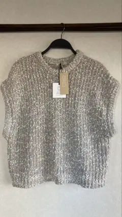 新品【studio CLIP】3ゲージつぶつぶヤーンベスト グレージュ