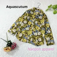 美品✨Aquascutum ボタニカル 花柄 長袖シャツ　S〜M相当　イエローのサムネイル
