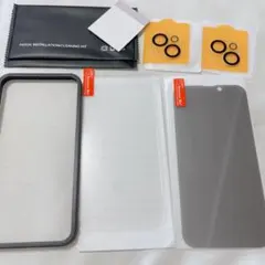 透明+覗き見防止　iPhone 14 ガラスフィルム2枚+カメラフィルム2枚
