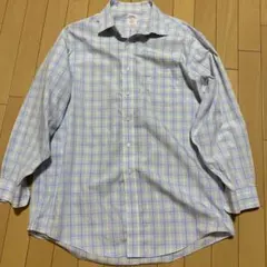 ブルックスブラザーズ青と黄色のチェック柄長袖シャツ 16 1/2美品