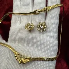 【極美品】ニナリッチ チョーカー ネックレス イヤリング セット リボンストーン