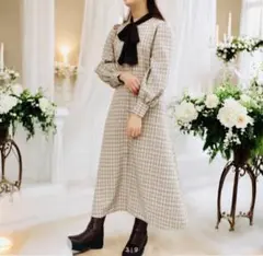 NICE CLAUP ナイスクラップ チェックワンピース 長袖ワンピース