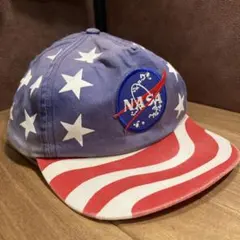 NASA ロゴ刺繍ビンテージナイロンキャップ 90’s 90s NASA パッチ付き メッシュキャップ 水色 - Sixpacjoe Web Shop
