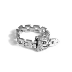 シルバー 金属チェーン ベルト リング オリジナルデザイン #C201-C