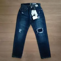 ライトオン ダメージ加工ダークブルーデニム 25