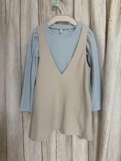 Vネック重ね着ワンピース 110