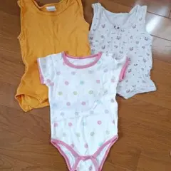 ベビー肌着 3点セット オレンジ・花柄