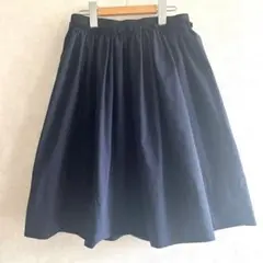 ネイビー フレアスカート ひざ丈　ゴムウエスト
