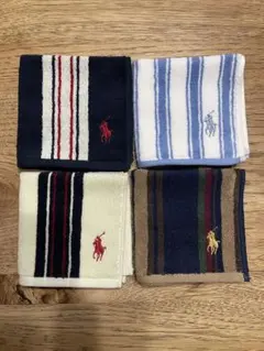 ラルフローレン ロゴ刺繍 タオルハンカチ４枚セット