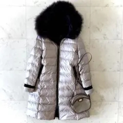 極美品 ランバンオンブルー リバーシブル ロングダウンジャケット フォックス S