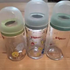 Pigeon 哺乳瓶 240ml　3本セット（ガラス2本 プラ1本）