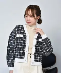 emsexciteツイードカーディガン 長袖