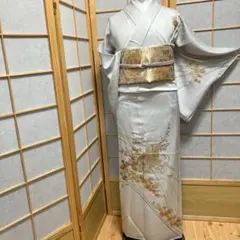 ［8805］訪問着 単衣 貝桶花文 金彩 正絹 着物のサムネイル