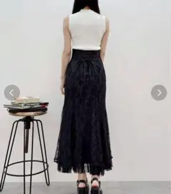 新品⭐️ マーキュリーデュオ　裾チュールレースマーメイドスカート　ブラック　M