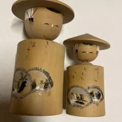 こけし人形 大小セット 手描き