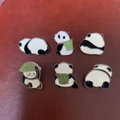 新品　パンダ ピンバッジ　6個セット