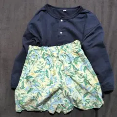 西松屋☆ユニクロ☆ネイビーボタン付きカーディガンとショートパンツ110のセット