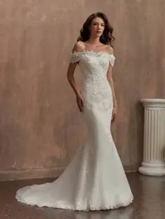 オフショルダー レース マーメイド ウェディングドレス