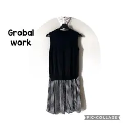 GLOBAL WORK ノースリーブ ニット ドッキングワンピース M