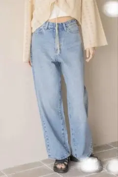 【LOWRYS FARM】ワイドストレートデニムパンツ/ブルー/Mサイズ