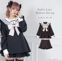 セーラーレースリボンセットアップ