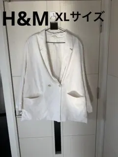 【美品】H&M 大きいサイズ ダブルブレスト風 ブレザー ホワイト XL