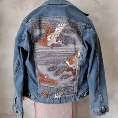 アップサイクルGジャン 鷹と松/アンティークウール　メンズМサイズ