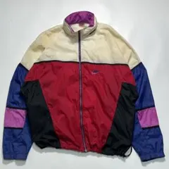 90s ナイキ 銀タグ ナイロンジャケット XL マルチカラー 刺繍ロゴ7512