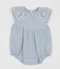 プティマイン　襟刺しゅうロンパース　70