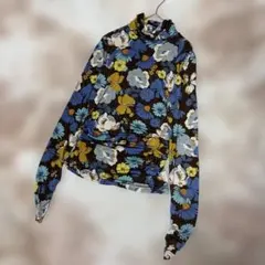 【ザラ】ZARA◆フラワープリント◆タートルネック長袖トップス◆L