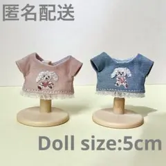 ハンドメイド　5cmドール　ミニチュアドール服 ワンピース2点セット　うさぎ