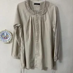 drug store's 長袖ブラウス ベージュ レース襟