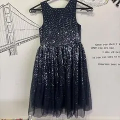 ネイビー スパンコール ドレス 130センチ　美品