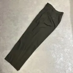 0427C_ UNIQLO タックワイドパンツ　レディース　緑　Lサイズ