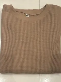 UNIQLO ワッフルTシャツ　ピンクベージュ長袖 Tシャツ Sサイズ