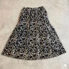 美品 ブルガリア製 Sezane レオパード ロングスカート ヒョウ柄 フレア