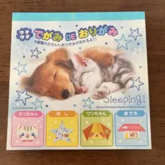 メモ帳　犬と猫柄　てがみDEおりがみ　CRUX クラックス　平成レトロのサムネイル