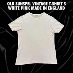 514【英国製】オールド・サンスペル ヴィンテージTシャツ S 白 ピンク