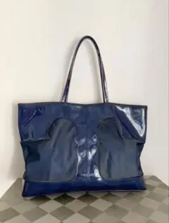 トリーバーチ ナイロン&エナメルトートバック ネイビー