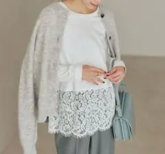 green label relaxing スソレースプルオーバー 白