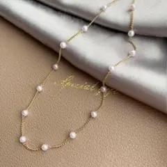 パールチェーン ネックレス ゴールド シンプル パーティ 結婚式
