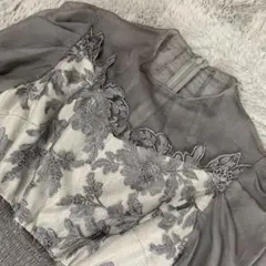 パーティー　オーガンジーお呼ばれ結婚式フォーマル ワンピース　マキシ丈　レース