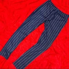Ｌ ネイビーストライプ スキニーパンツ 新品 メンズレディース