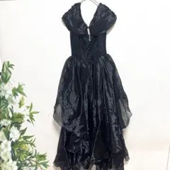 パーティードレス F 黒 披露宴 発表会 結婚式 二次会 レース ティアード