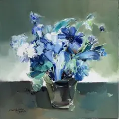 油絵《花の言葉》60*60 cm 画家郎麗巍作 - メルカリ